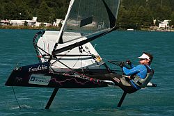 Markus Steeg (GER-3732, Simsalabim) auf der Motten-Europameisterschaft am Silvaplanersee.