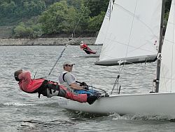 In Action: Die späteren Sieger Kai-Uwe Lüdtke und Kai Schäfers vom Yachtclub Berlin Grünau