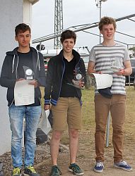 Siegerehrung Julius Seumer, Eva Deichmann, Erik Techen.