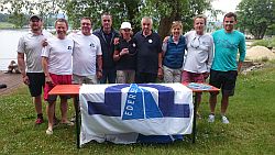 Die Platzierten der WDM 2016 (v.l.n.r): Platz 2: GER 311 Christian Blum, Björn Geisler Winfried Geisler Platz 1: GER 308 Irene und Burschi Haist, Martin Zerlies Platz 3: GER 11 Sigrid und Michael Dietzel, Christopher Laske