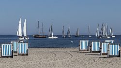 Die erste Gruppe ist klar zum Start vor Warnemünde in Richtung Grömitz