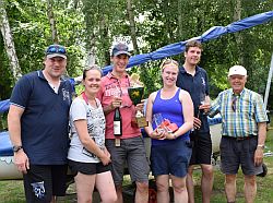 Die Plätze 3, 1 und 2 beim Conger-Cup (v.l.n.r.): Guido Rehbein und Felicia Schuld (SCWP), Thomas Hartmann und Christiane Glöckle (SCHo), Valentin Petters und Eberhard Schiller (SCHo)