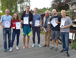 Hessenmeister 2018, v.l.n.r.: Gert und Kyra Keppler, Marcus Heinbücher und Benedikt Walkembach, Klaus-Dieter Lachmann, Jochen Brune und David Struve.
